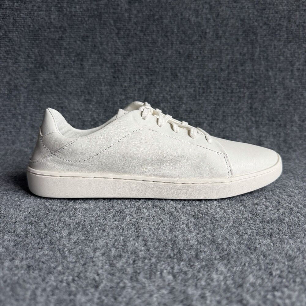 OluKai Pehuea Li Ili Womens 10 White Leather Low Top Sneakers Beach Shoes 20433
